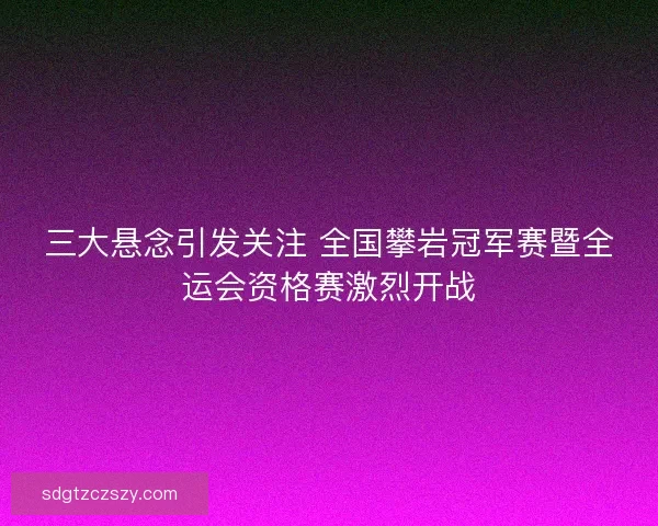三大悬念引发关注 全国攀岩冠军赛暨全运会资格赛激烈开战