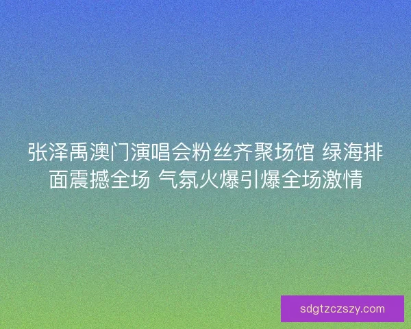 张泽禹澳门演唱会粉丝齐聚场馆 绿海排面震撼全场 气氛火爆引爆全场激情