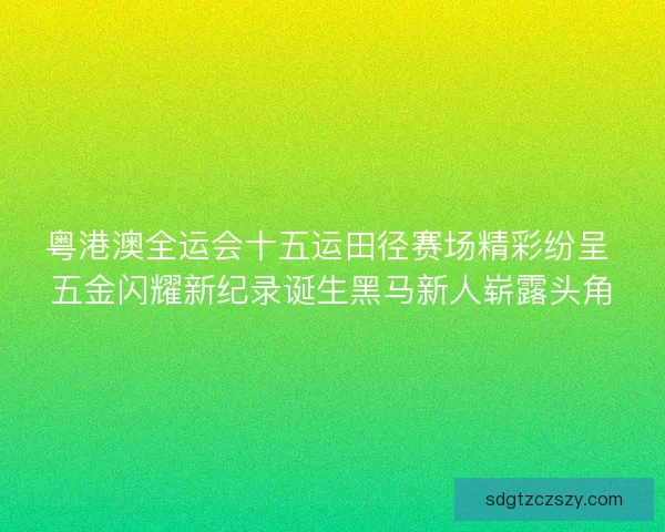 粤港澳全运会十五运田径赛场精彩纷呈 五金闪耀新纪录诞生黑马新人崭露头角