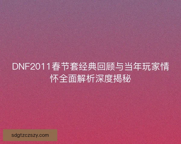 DNF2011春节套经典回顾与当年玩家情怀全面解析深度揭秘