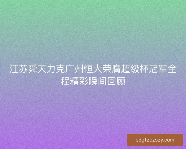 江苏舜天力克广州恒大荣膺超级杯冠军全程精彩瞬间回顾 江苏舜天力克广州恒大荣膺超级杯冠军全程精彩瞬间回顾